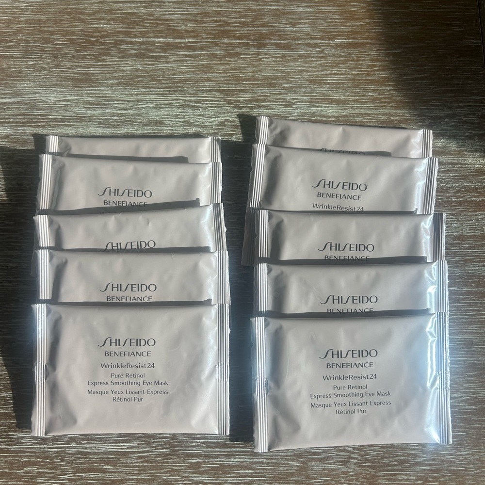 Lot of 10 Shiseido Benefiance WrinkleResist 24 Pure Retinol Smoothing Eye Masks!